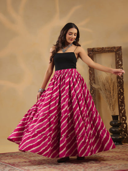 Printed Flared Maxi Skirt