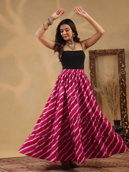 Printed Flared Maxi Skirt