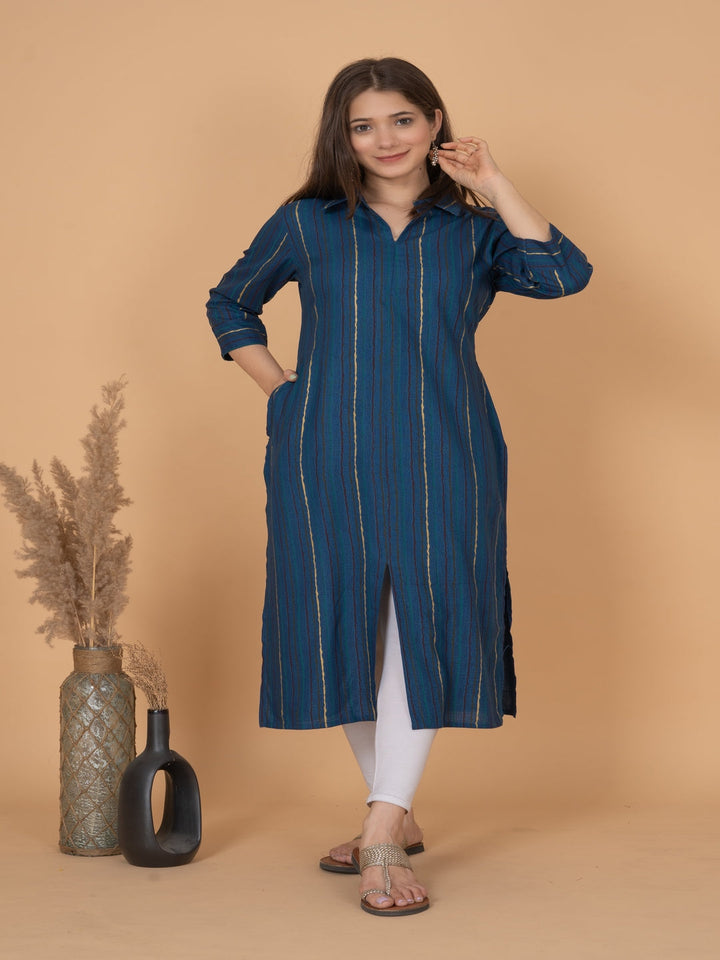 Rimeline blue printed kurti – wholesale manufacturer &amp; exporter from India