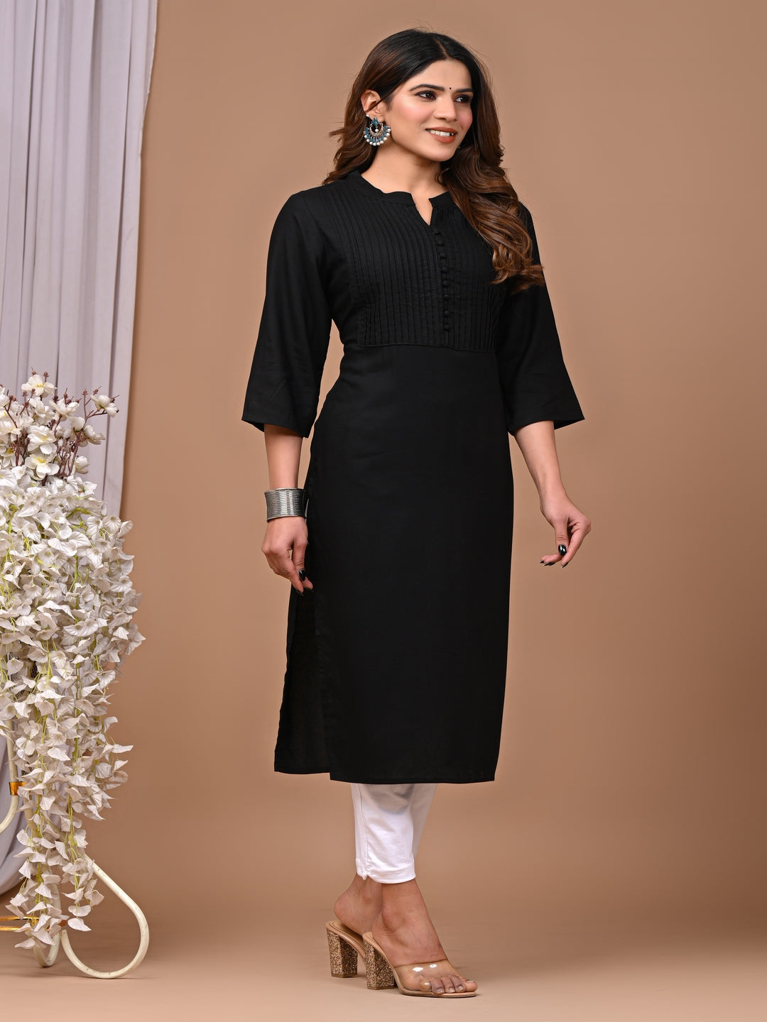 Black Printex Kurti For Women