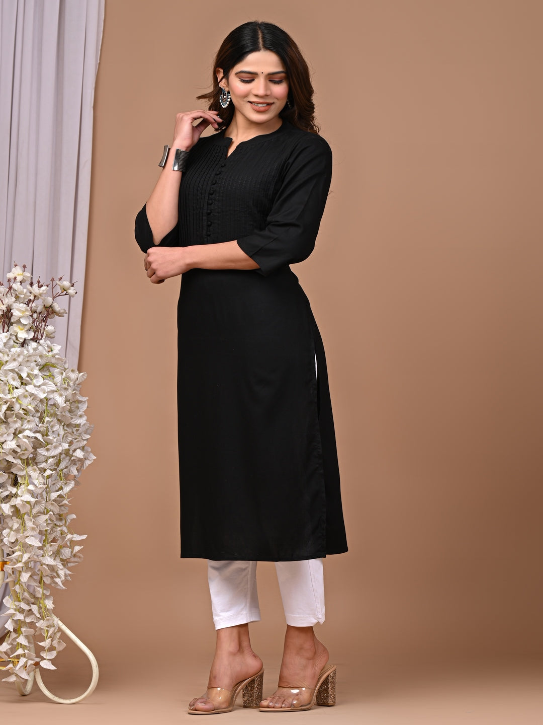 Black Printex Kurti For Women