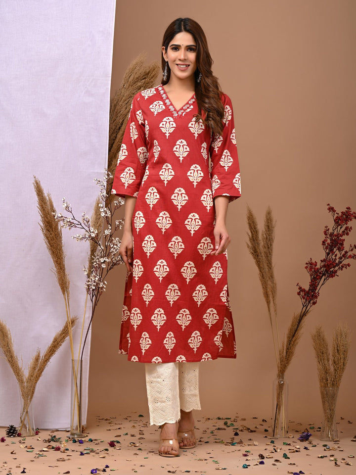 Rimeline maroon cotton printed kurti – wholesale manufacturer &amp; exporter from India