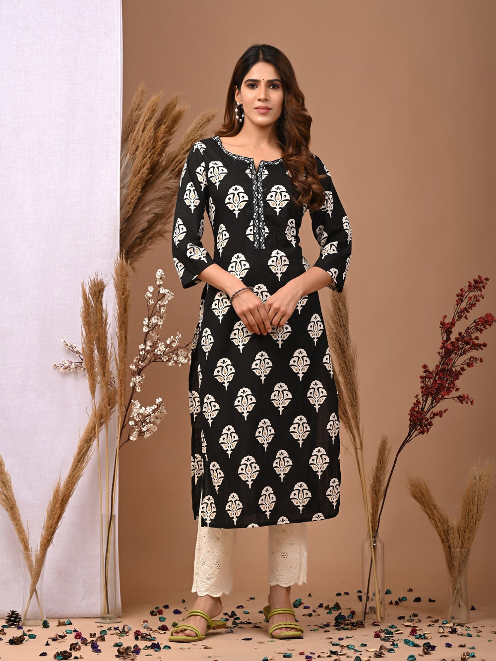 Rimeline black cotton printed kurti – wholesale manufacturer & exporter from India