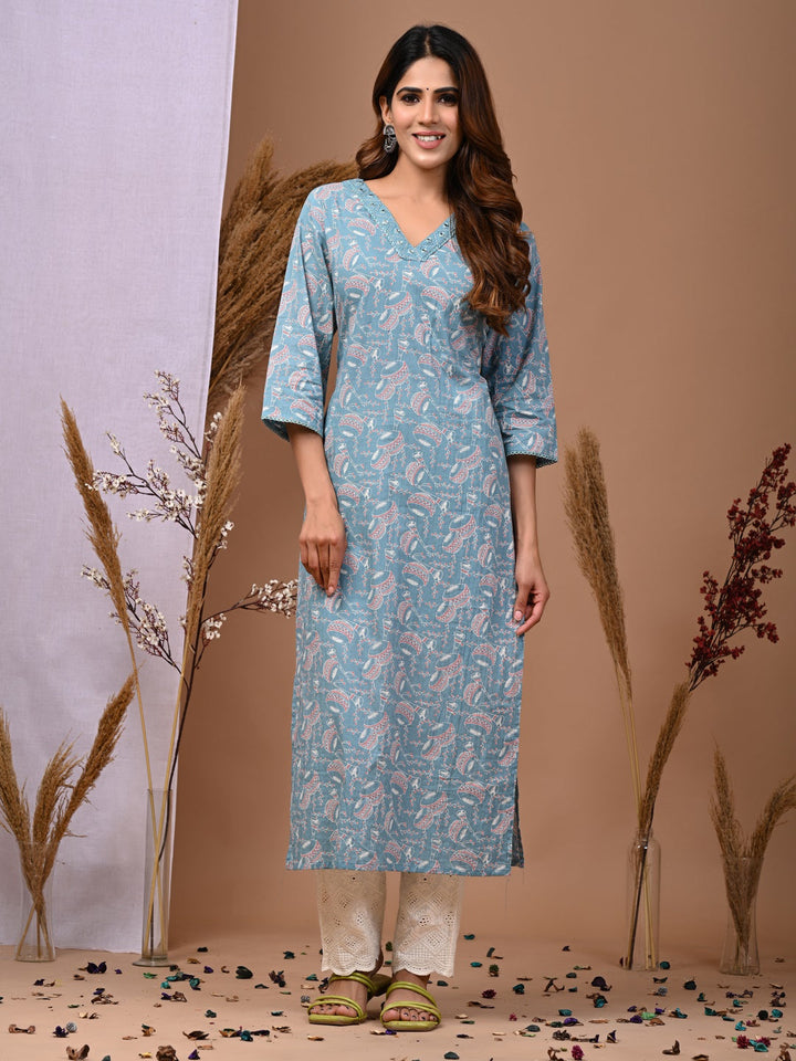 Rimeline green cotton printed kurti – wholesale manufacturer &amp; exporter from India