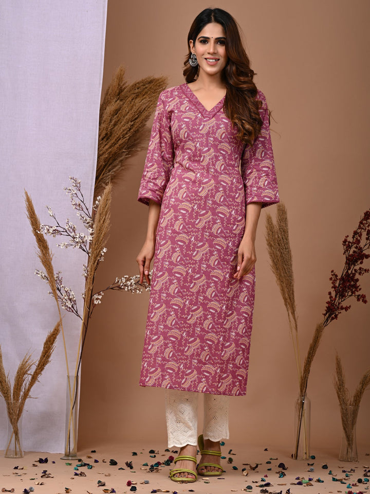 Rimeline purple cotton printed kurti – wholesale manufacturer &amp; exporter from India