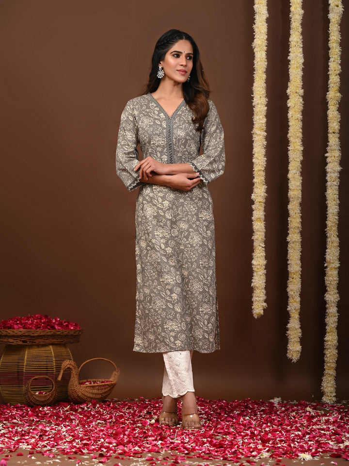 Rimeline grey printed kurti – wholesale manufacturer &amp; exporter from India