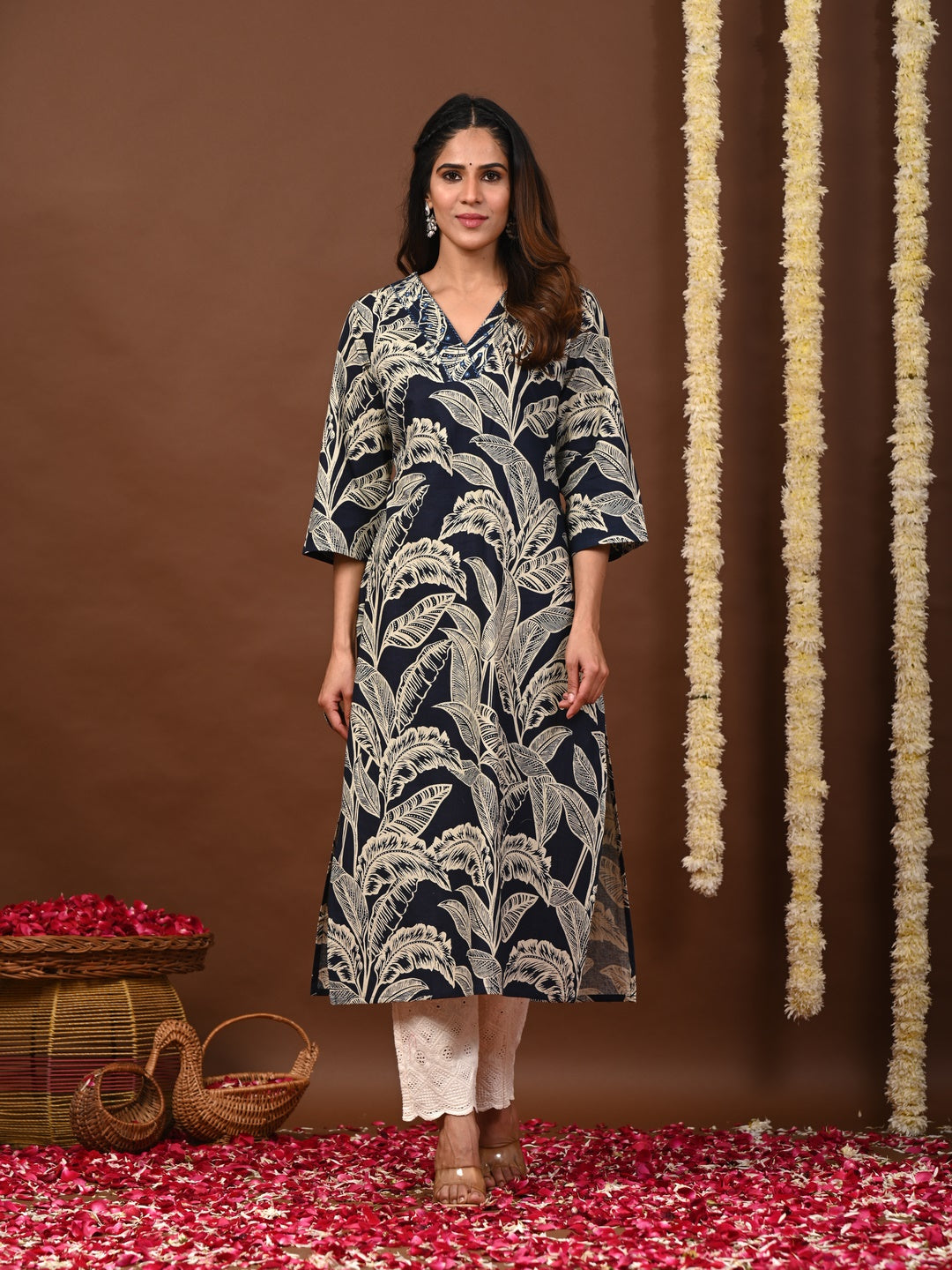 Rimeline navy cotton printed kurti – wholesale manufacturer & exporter from India