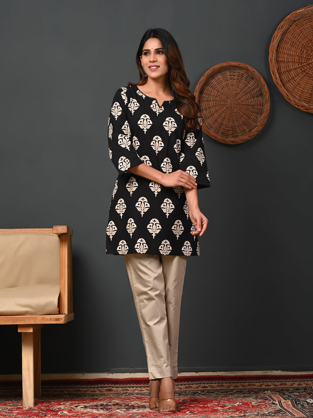 Rimeline black printed kurti – wholesale manufacturer & exporter from India