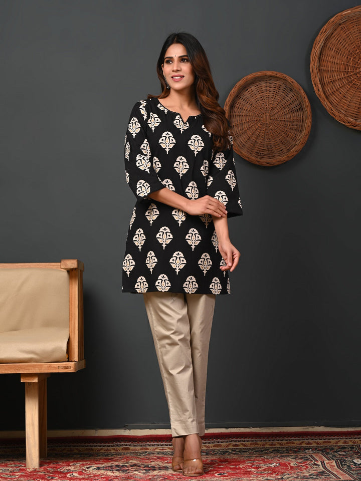 Rimeline black printed kurti – wholesale manufacturer &amp; exporter from India
