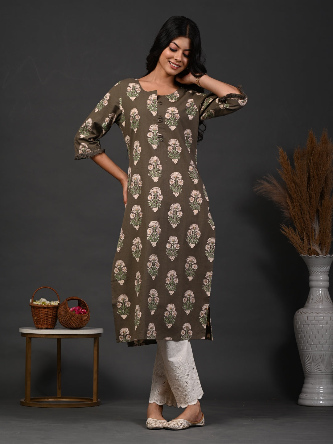Rimeline grey printed kurti – wholesale manufacturer & exporter from India