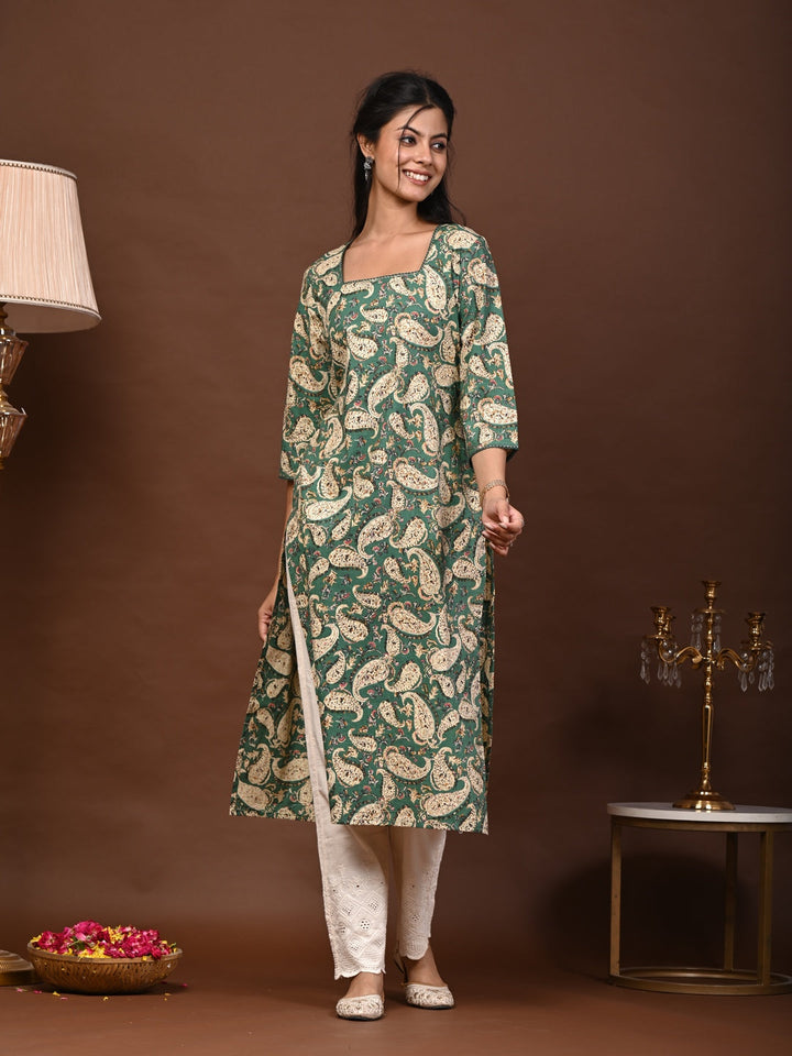 Rimeline green printed kurti – wholesale manufacturer &amp; exporter from India