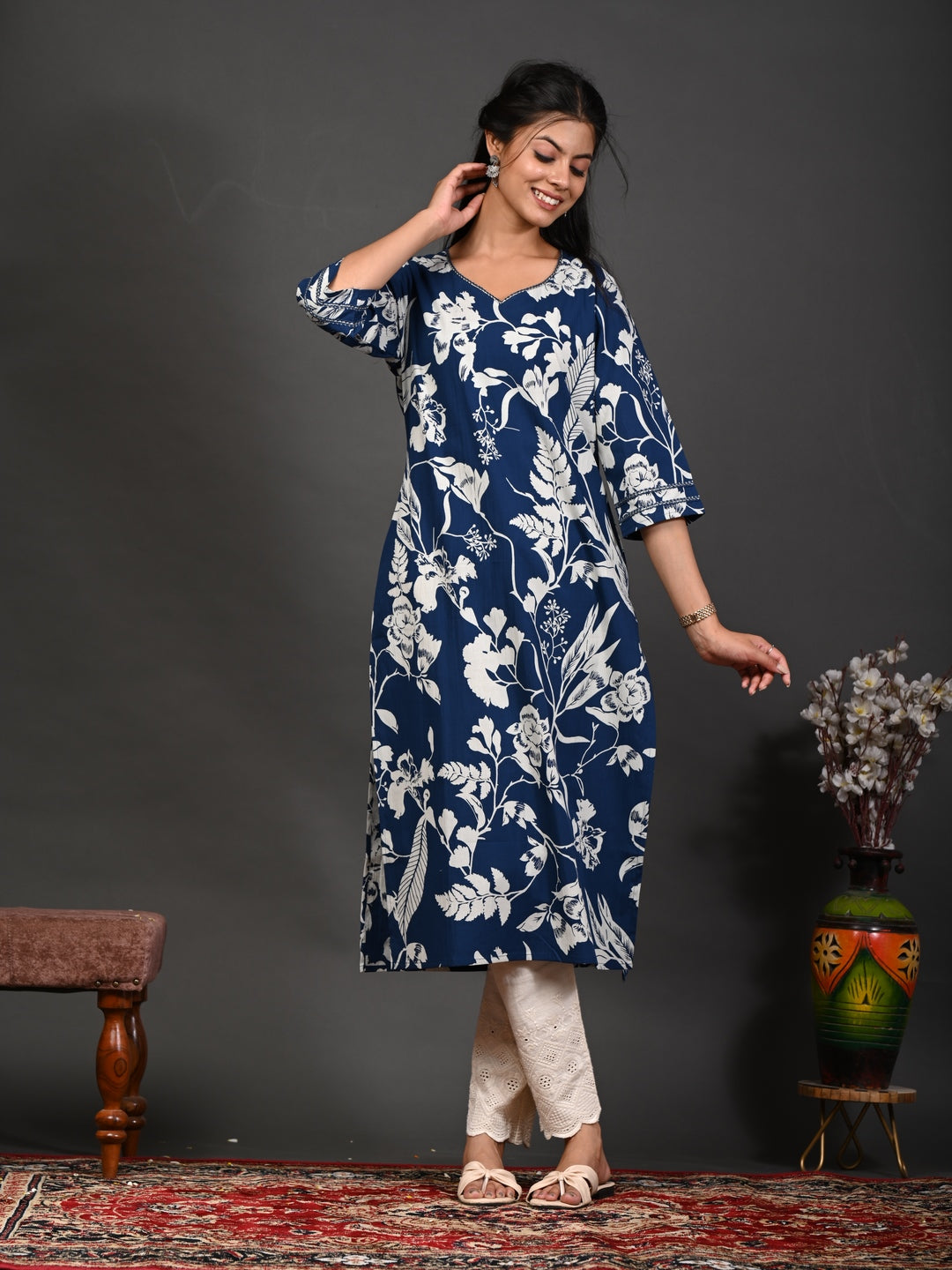 Rimeline blue printed kurti – wholesale manufacturer &amp; exporter from India