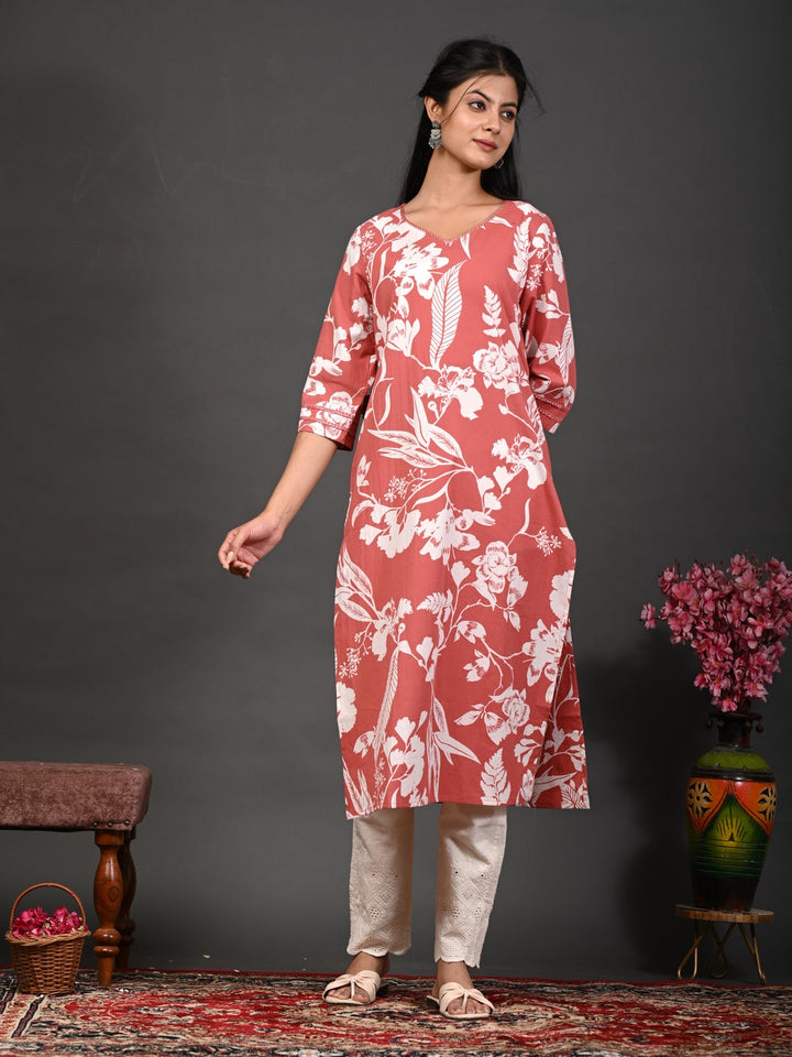 Rimeline peach printed kurti – wholesale manufacturer &amp; exporter from India