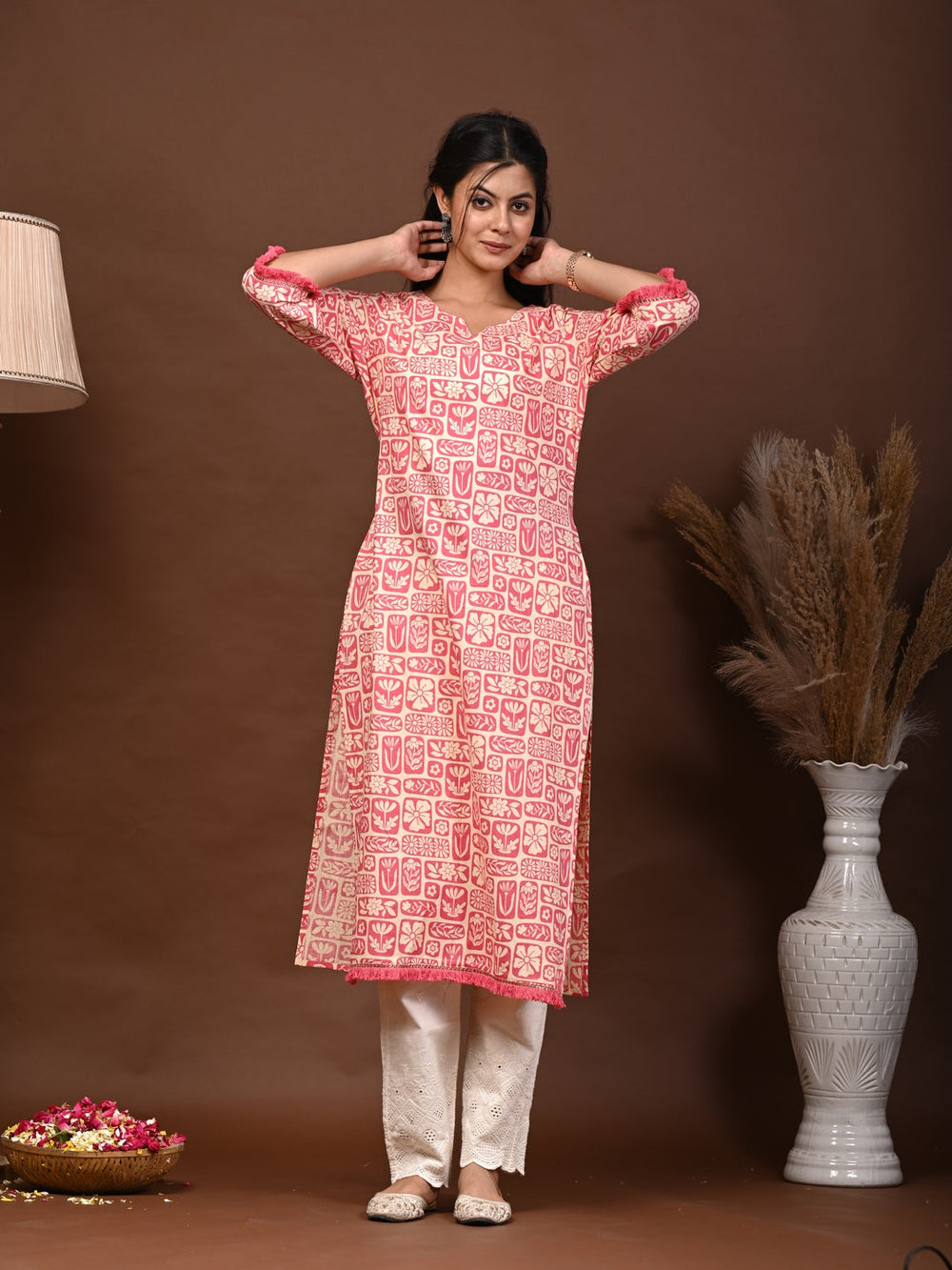 Rimeline pink printed kurti – wholesale manufacturer & exporter from India