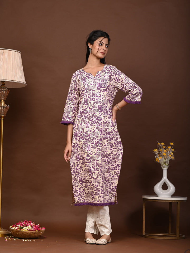 Rimeline purple printed kurti – wholesale manufacturer &amp; exporter from India