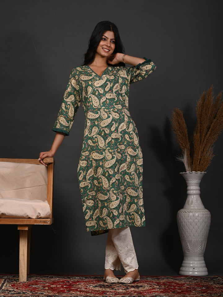 Rimeline green printed kurti – wholesale manufacturer &amp; exporter from India