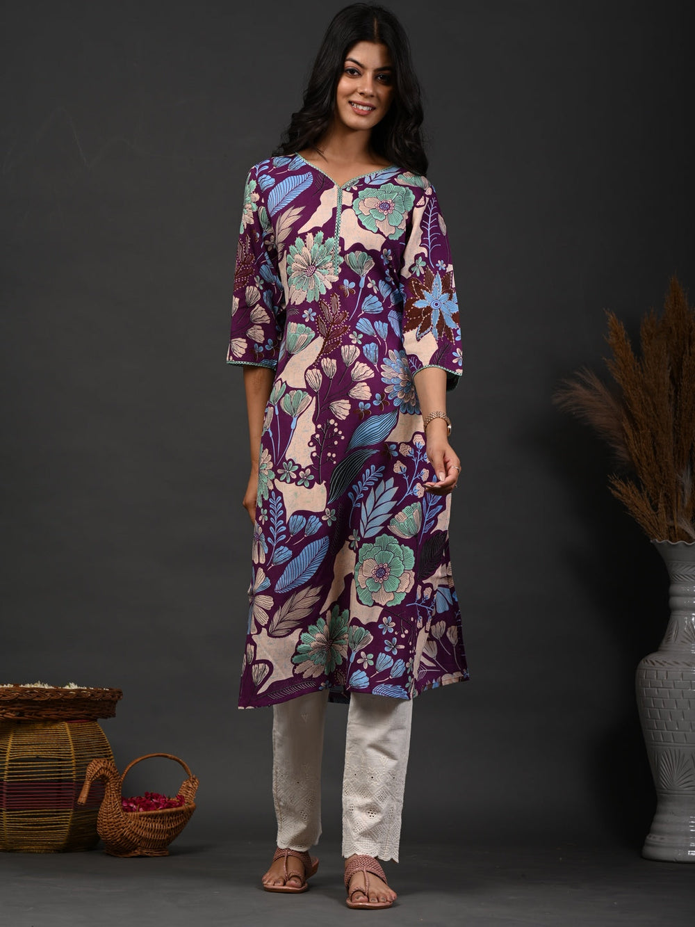 Rimeline purple printed kurti – wholesale manufacturer & exporter from India