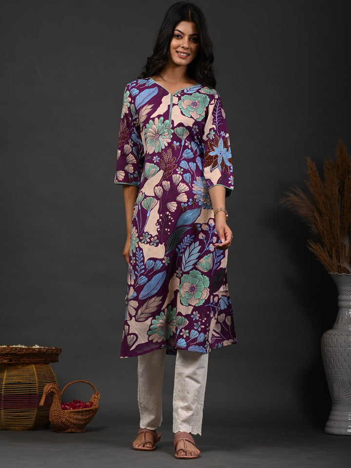 Rimeline purple printed kurti – wholesale manufacturer &amp; exporter from India