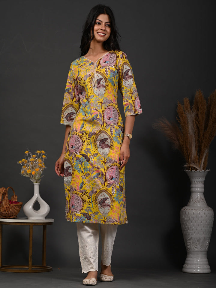 Rimeline yellow printed kurti – wholesale manufacturer &amp; exporter from India