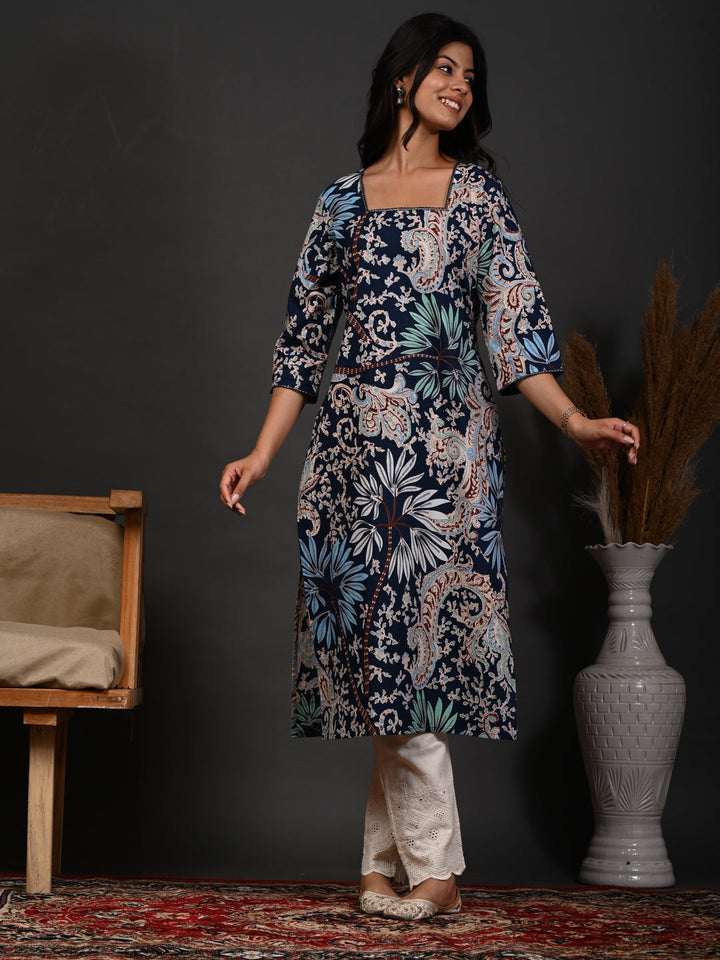 Rimeline blue printed kurti – wholesale manufacturer &amp; exporter from India