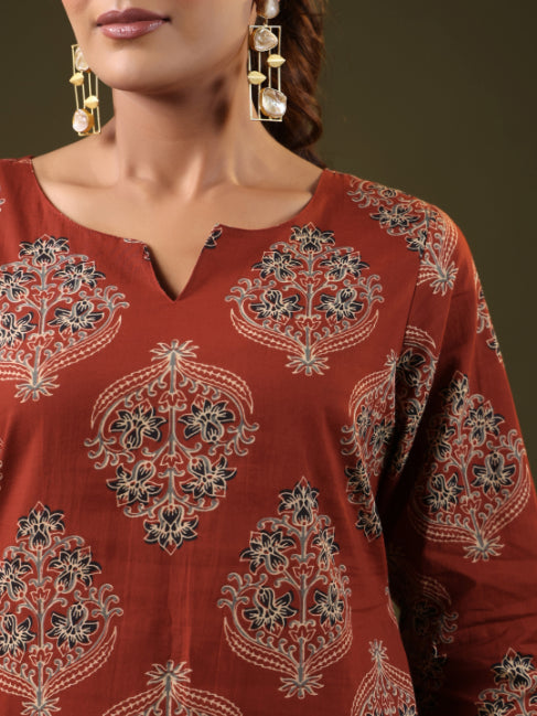 A-line Printed Cotton Kurtis