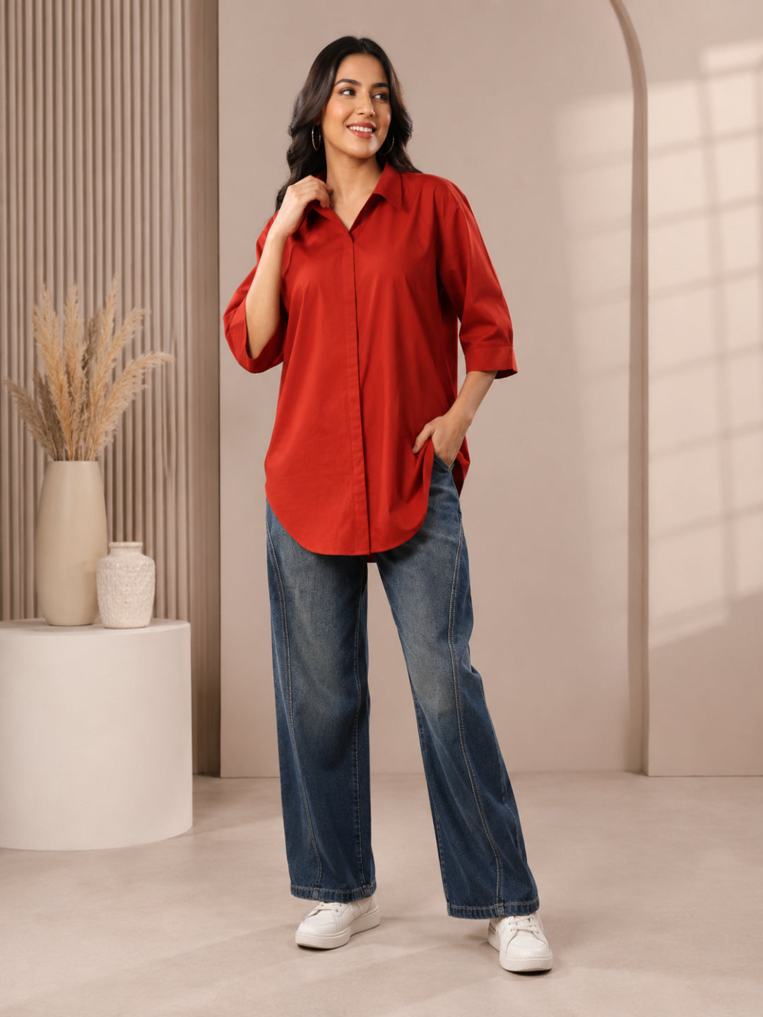 Cotton Solid Half Sleeves Kurti
