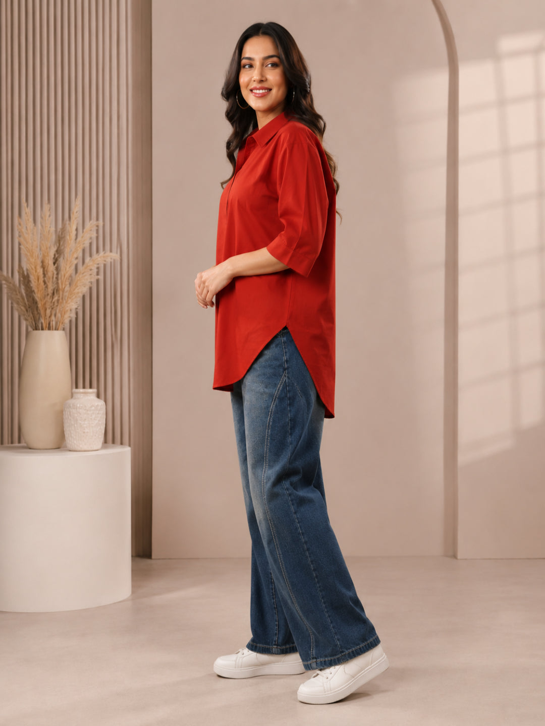 Cotton Solid Half Sleeves Kurti