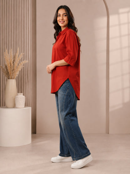 Cotton Solid Half Sleeves Kurti