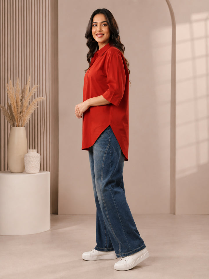 Cotton Solid Half Sleeves Kurti
