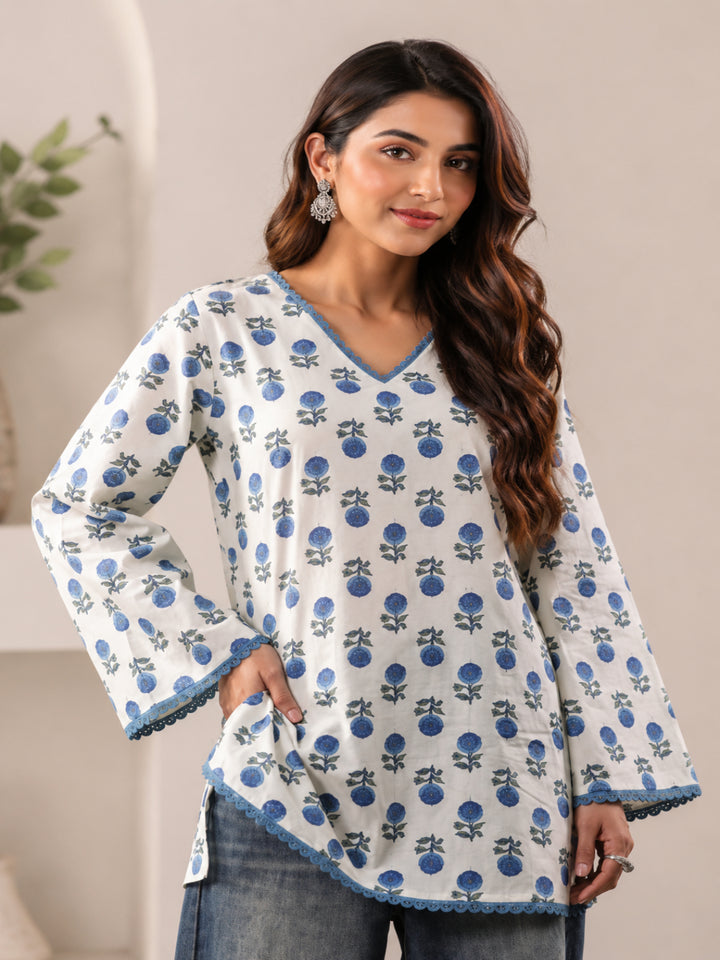 Cotton Printed Bell Sleeves Kurti