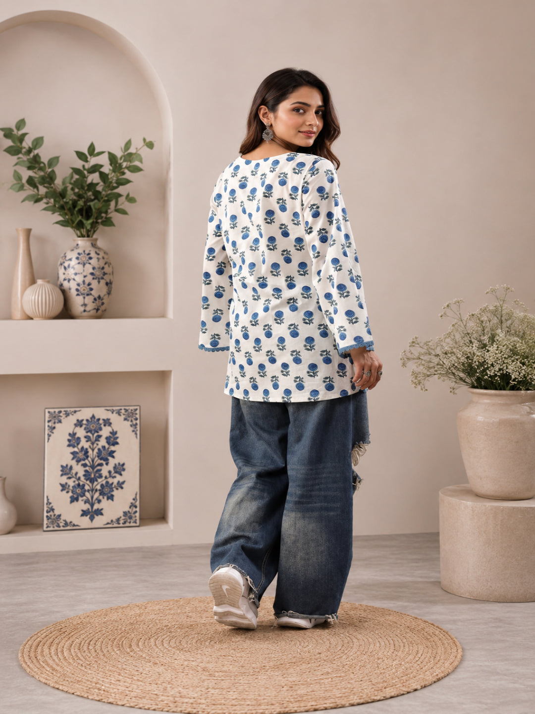 Cotton Printed Bell Sleeves Kurti