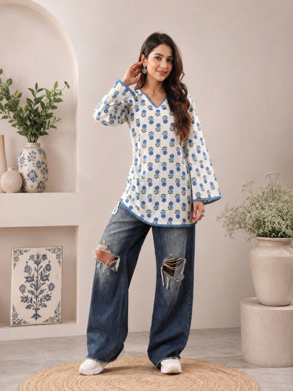 Cotton Printed Bell Sleeves Kurti