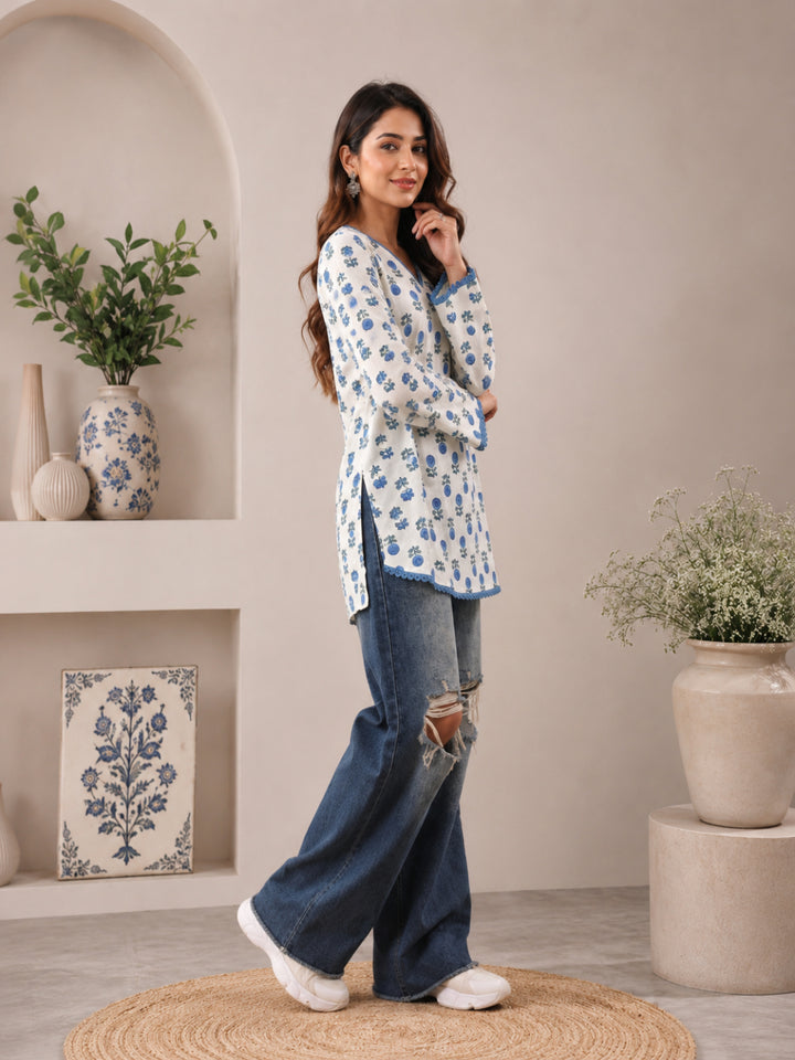 Cotton Printed Bell Sleeves Kurti