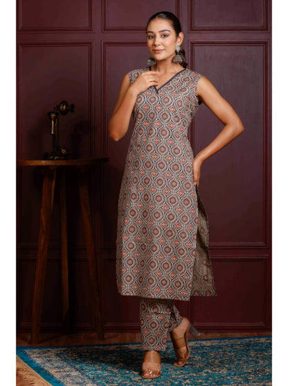 A-Line Printed Cotton Kurta Set