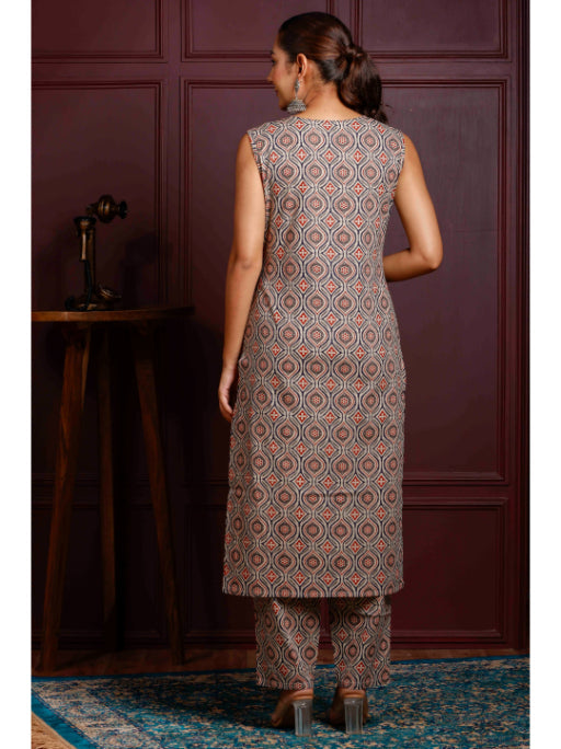 A-Line Printed Cotton Kurta Set