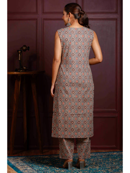 A-Line Printed Cotton Kurta Set