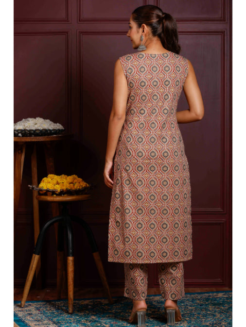 A-Line Printed Cotton Kurta Set, view 2