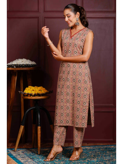 A-Line Printed Cotton Kurta Set
