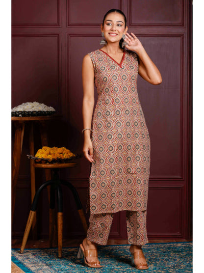 A-Line Printed Cotton Kurta Set