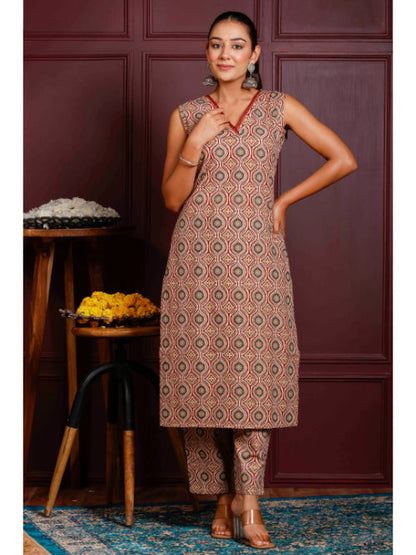 A-Line Printed Cotton Kurta Set