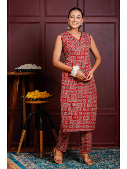 A-Line Printed Cotton Kurta Set