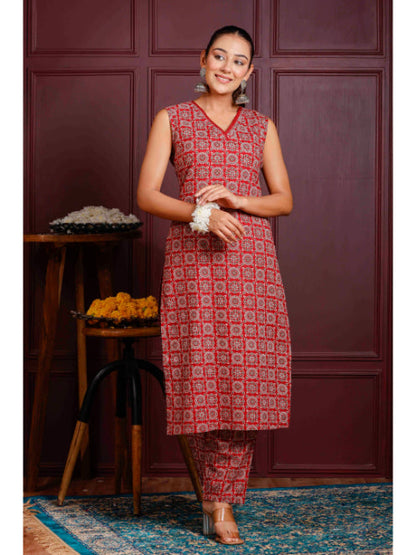 A-Line Printed Cotton Kurta Set