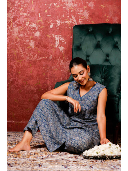 A-Line Printed Cotton Kurta Set