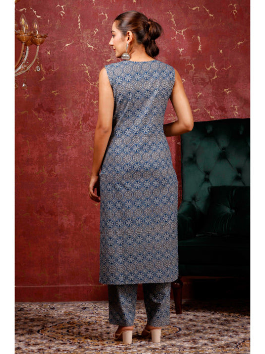 A-Line Printed Cotton Kurta Set