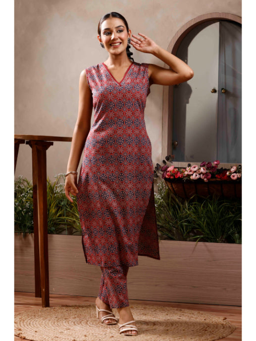 A-Line Printed Cotton Kurta Set
