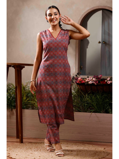 A-Line Printed Cotton Kurta Set