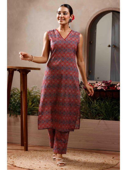 A-Line Printed Cotton Kurta Set