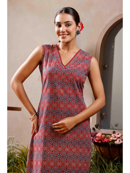 A-Line Printed Cotton Kurta Set