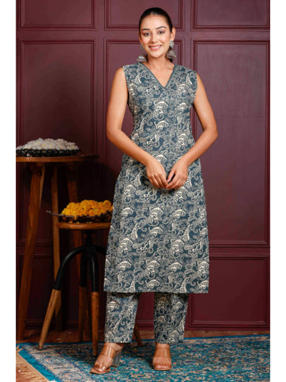A-Line Printed Cotton Kurta Set