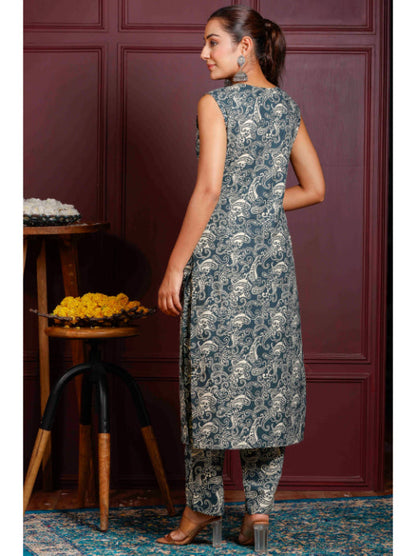 A-Line Printed Cotton Kurta Set